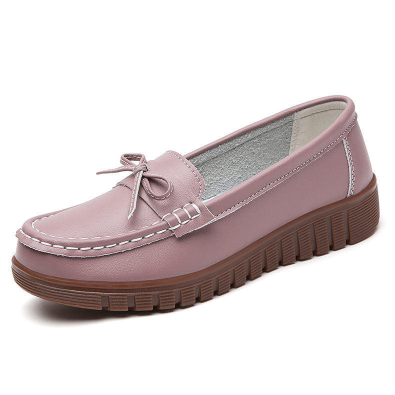 Summer Leather Breathable Women's Soft-soled Leather Shoes