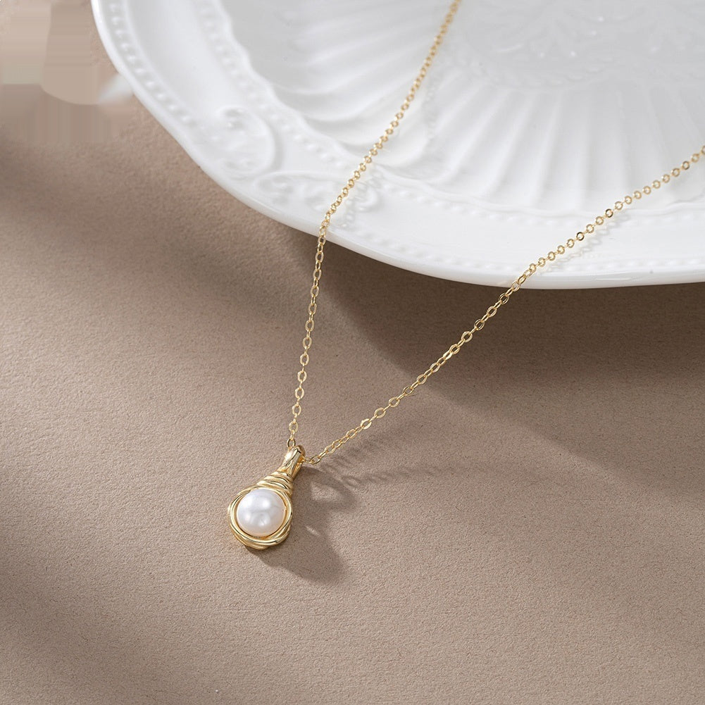 S925 Sterling Silver Natural Pearl Necklace