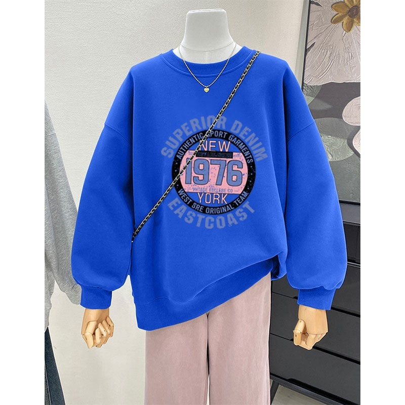 Retro Loose Round Neck Hoodie For Women