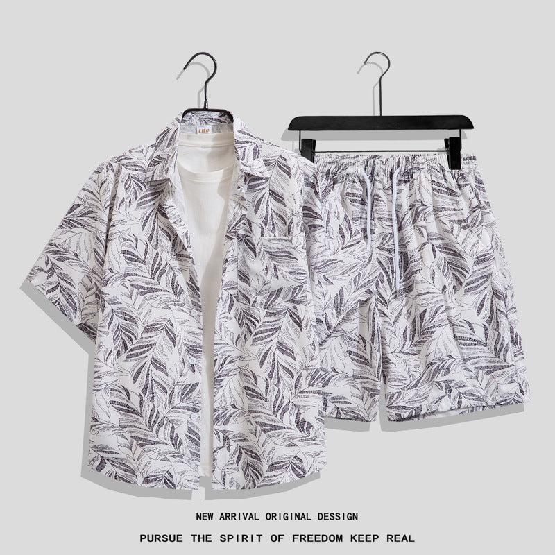 Hong Kong Style Retro Short Sleeve Printed Shirt